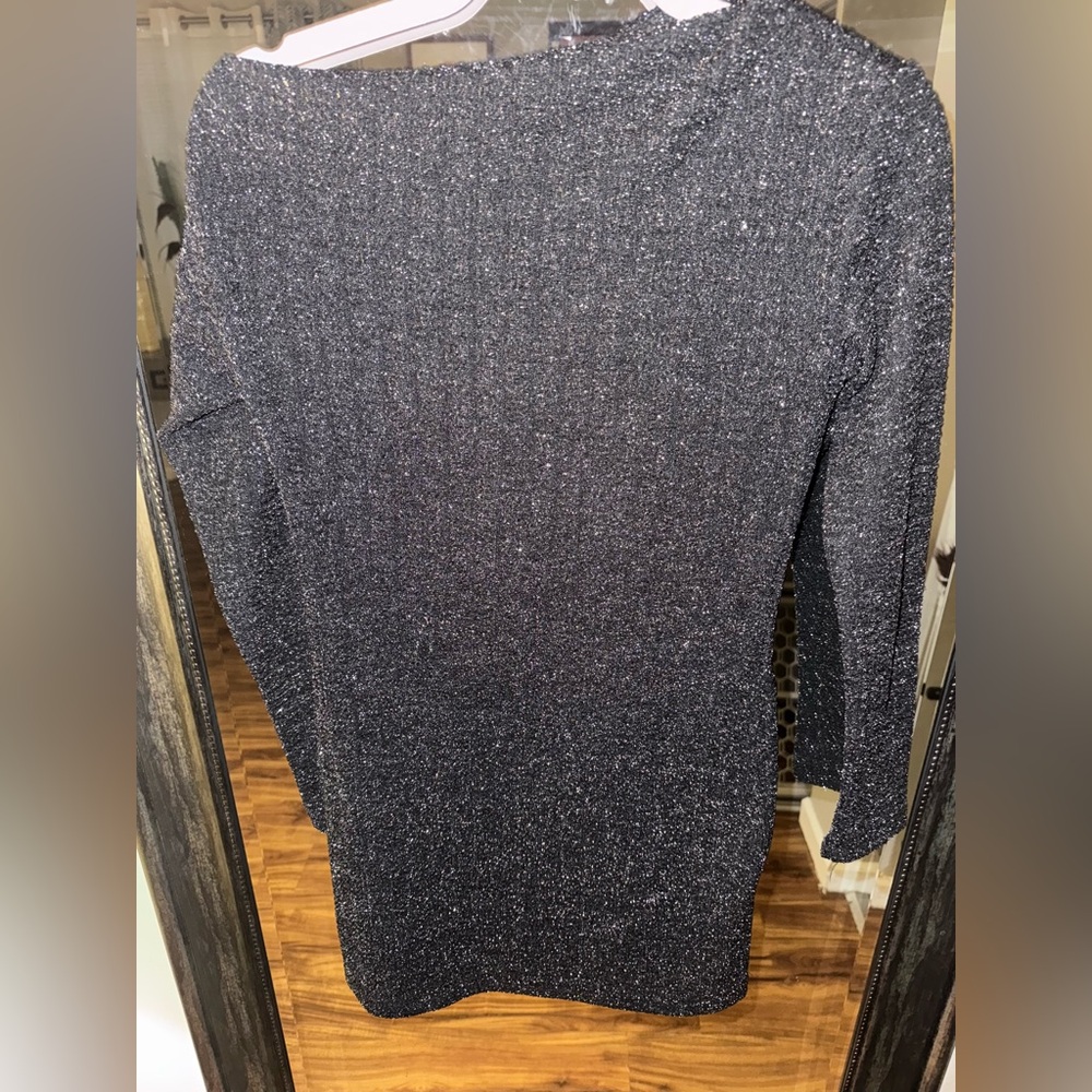 NWOT Zara Black and Silver off the shoulder Knit dress - Picture 10 of 11